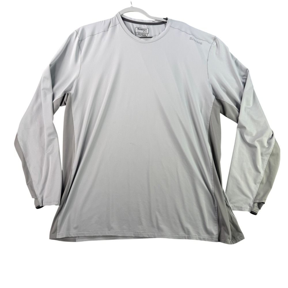 Simms SolarFlex Shirt Men XL Gray UPF 50 Long Sleeve Fishing Performance 9921